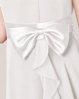 White Chiffon A-line Junior Bridesmaid Dress Back View