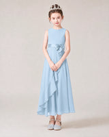 Baby Blue Chiffon A-line Junior Bridesmaid Dress Front View