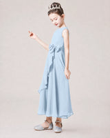Baby Blue Chiffon A-line Junior Bridesmaid Dress Side View