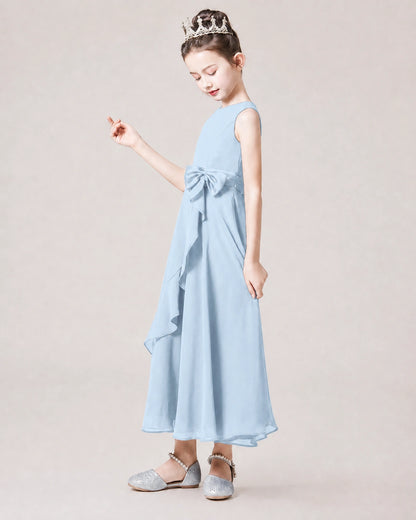 Dideyttawl Chiffon Juniors Bridesmaid Dress Ruffles Sleeveless Maxi Dress