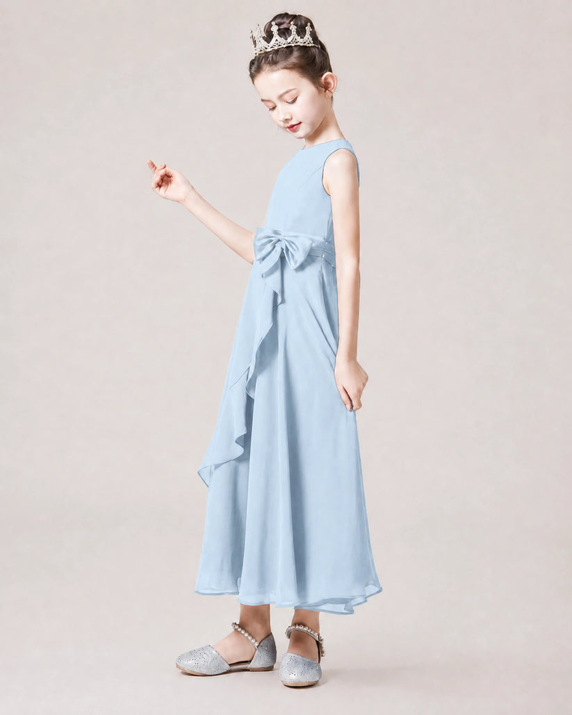 Baby Blue Chiffon A-line Junior Bridesmaid Dress Side View