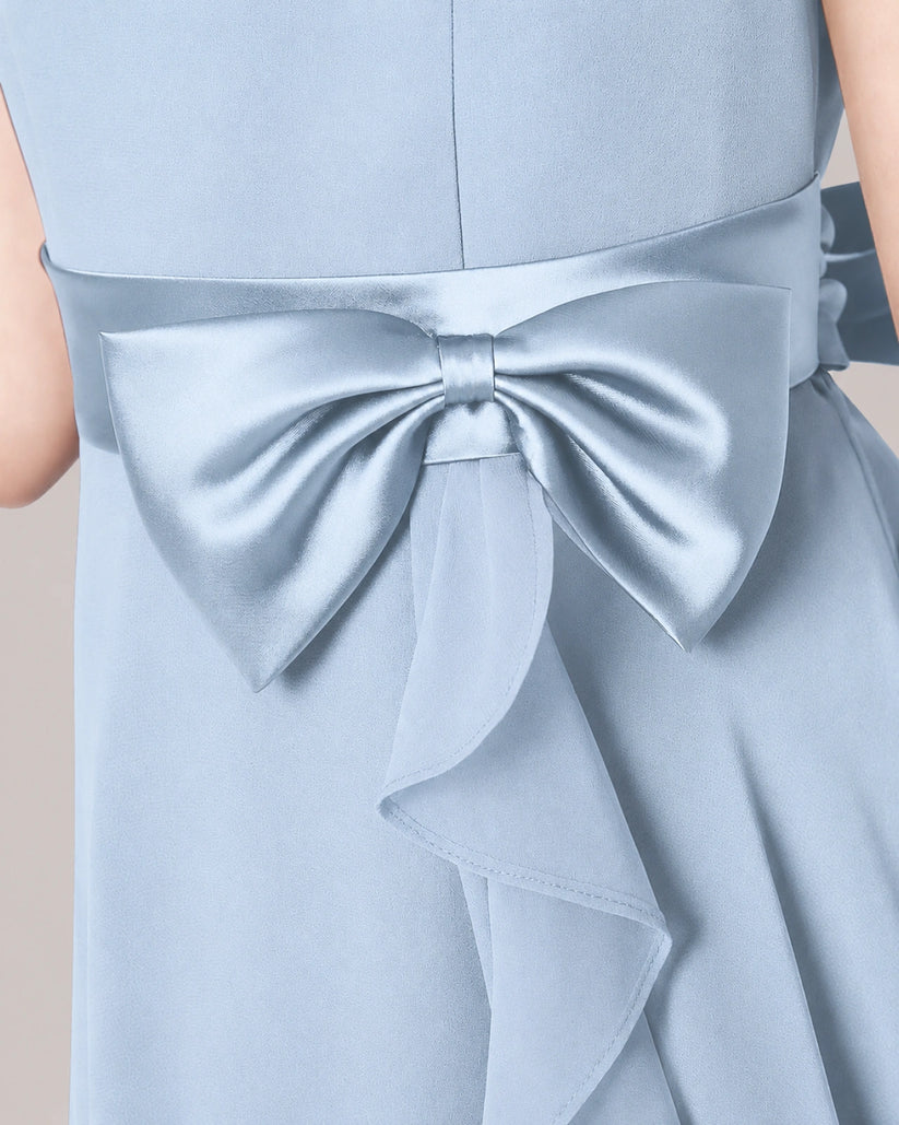 Baby Blue Chiffon A-line Junior Bridesmaid Dress Back View