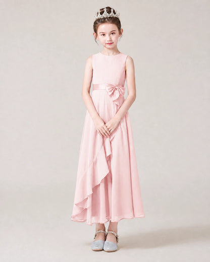 Dideyttawl Chiffon Juniors Bridesmaid Dress Ruffles Sleeveless Maxi Dress