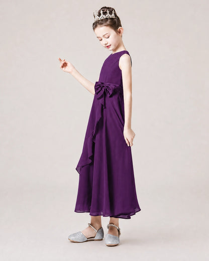 Dideyttawl Chiffon Juniors Bridesmaid Dress Ruffles Sleeveless Maxi Dress