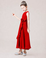 Red Chiffon A-line Junior Bridesmaid Dress Side View