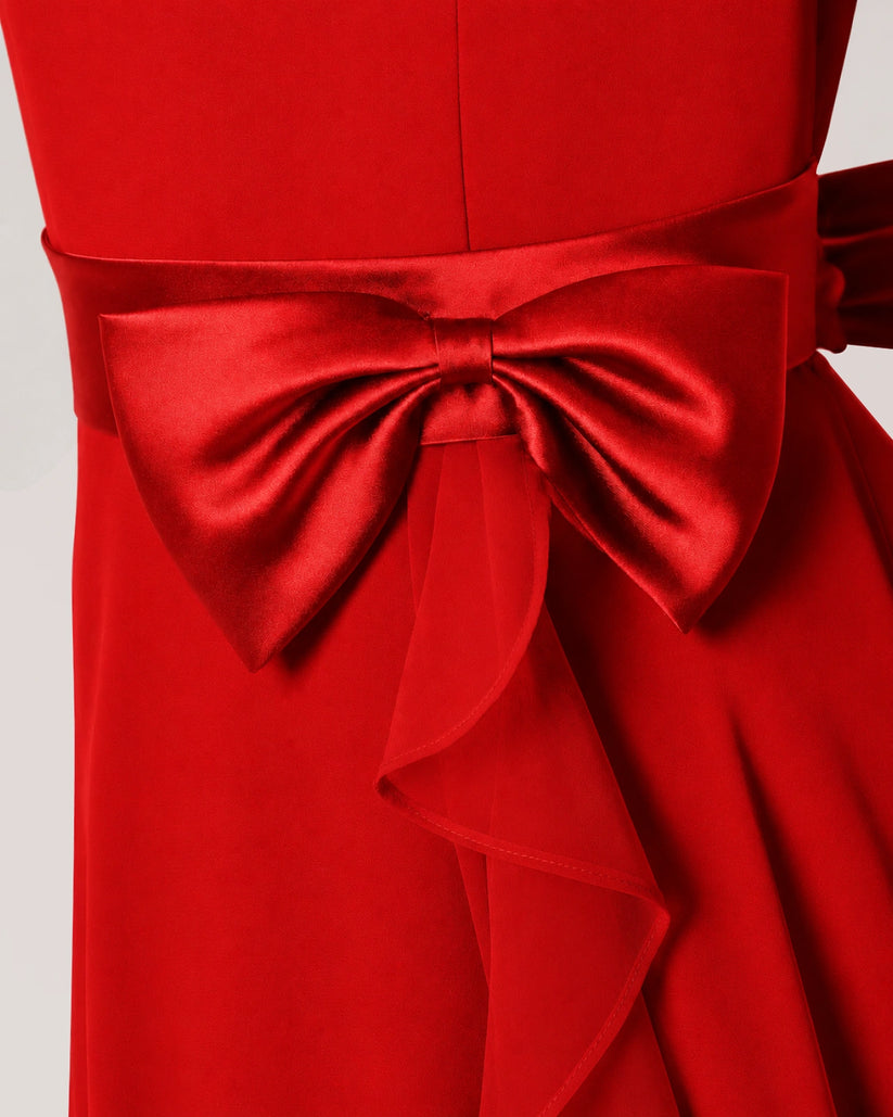 Red Chiffon A-line Junior Bridesmaid Dress Back View
