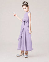 Lavender Chiffon A-line Junior Bridesmaid Dress Side View