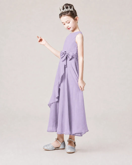 Lavender Chiffon A-line Junior Bridesmaid Dress Side View