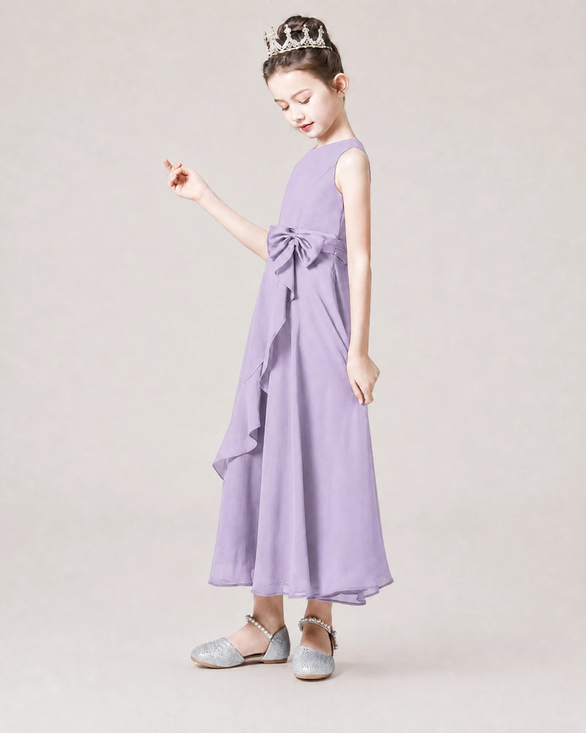 Lavender Chiffon A-line Junior Bridesmaid Dress Side View