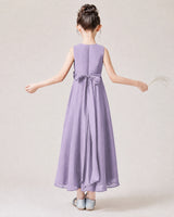 Lavender Chiffon A-line Junior Bridesmaid Dress Back View