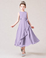 Lavender Chiffon A-line Junior Bridesmaid Dress Front View