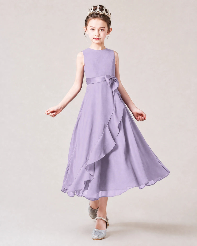 Lavender Chiffon A-line Junior Bridesmaid Dress Front View