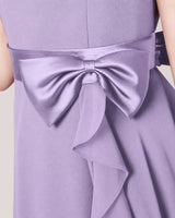 Lavender Chiffon A-line Junior Bridesmaid Dress Back View