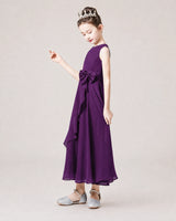 Purple Chiffon A-line Junior Bridesmaid Dress Side View