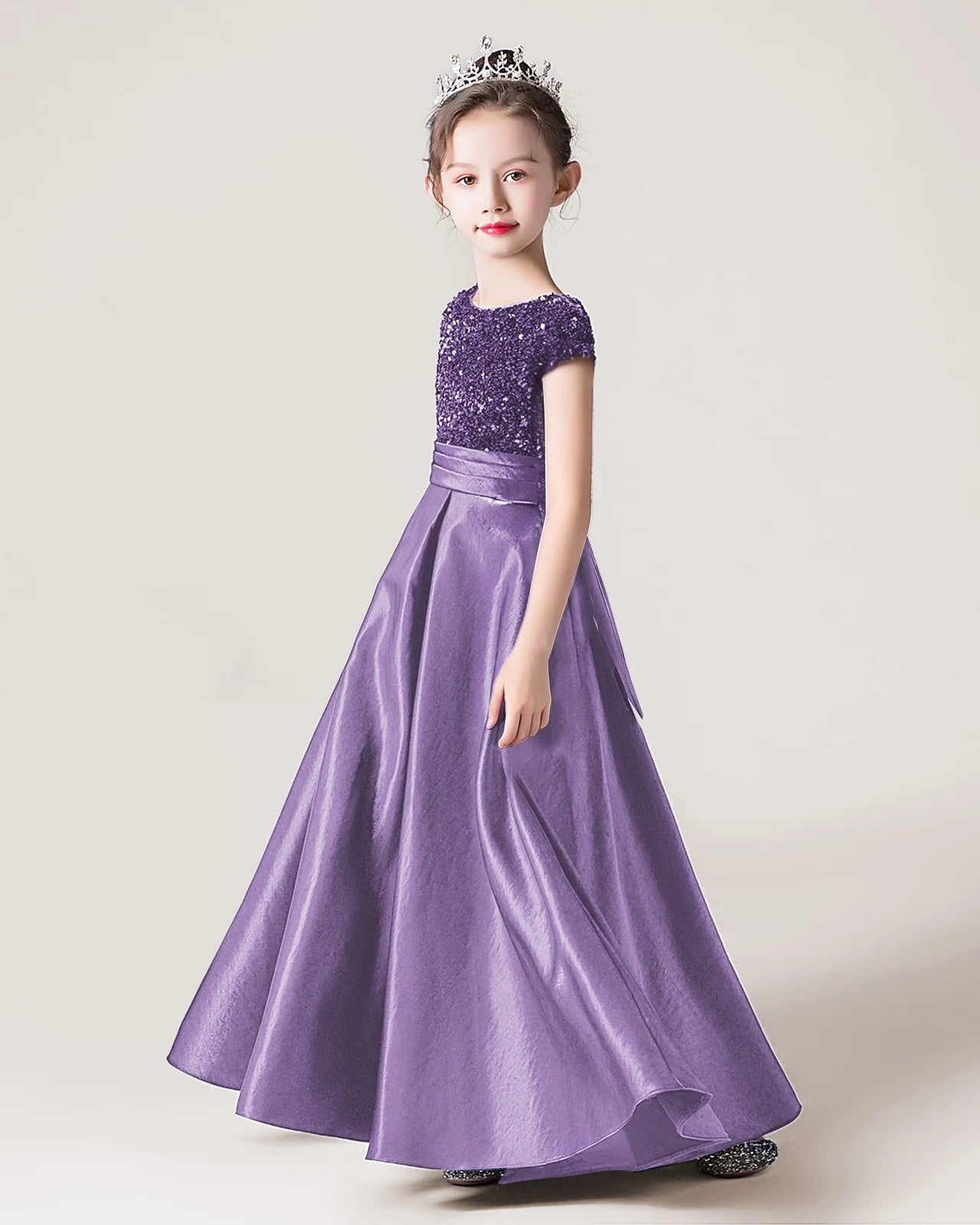 Wisteria Satin A-line Girls Formal Dress Side View