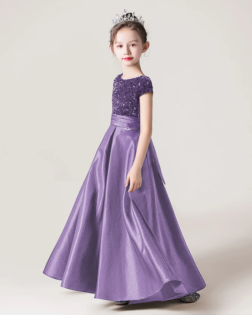 Wisteria Satin A-line Girls Formal Dress Side View