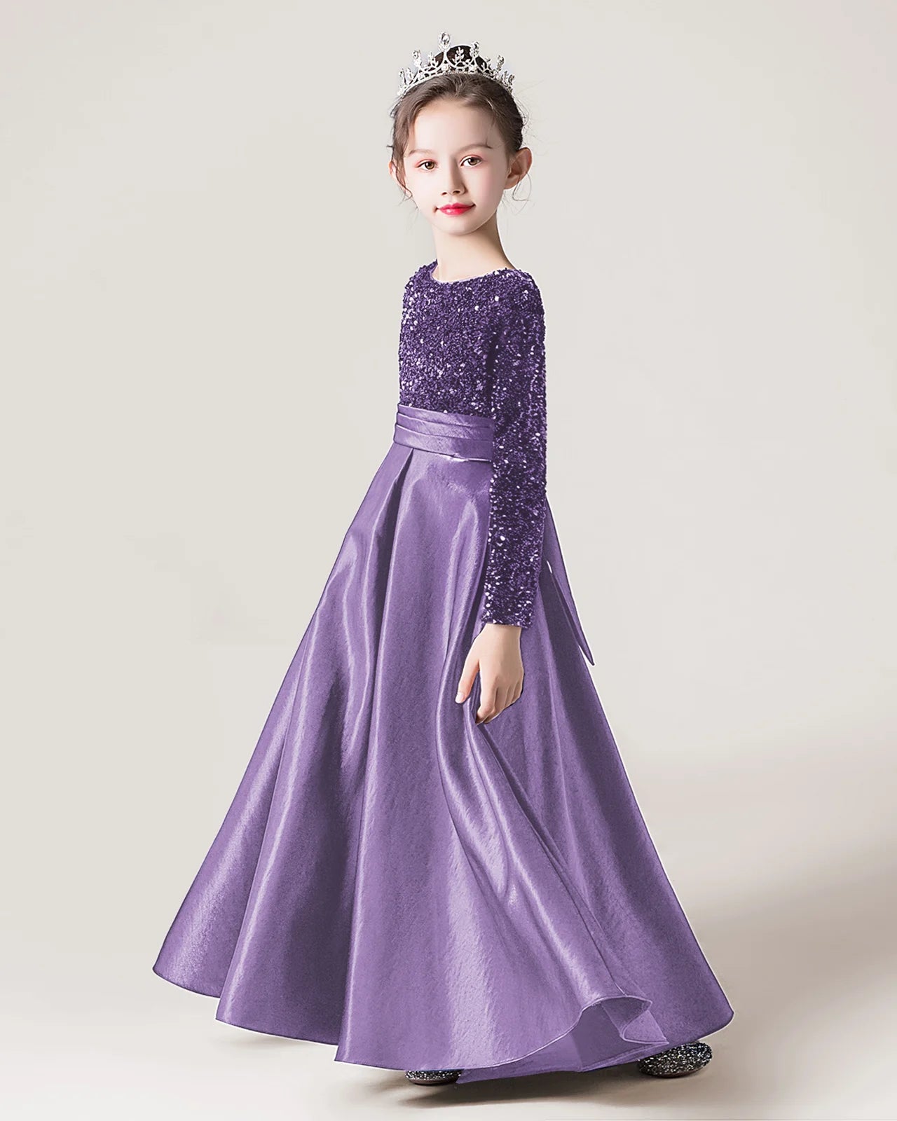 Wisteria Sequin A-line Girls Formal Dress Side View