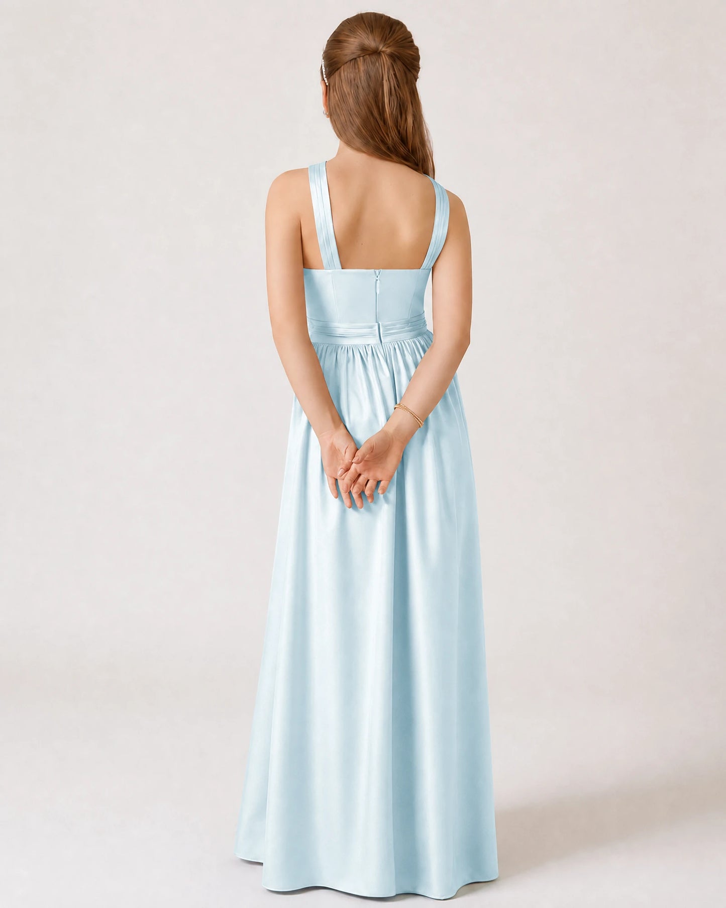 Baby Blue Satin  Junior Bridesmaid Dresses