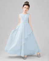 Baby Blue Chiffon A-line Junior Bridesmaid Dress Front View