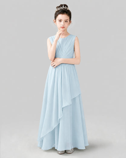 Baby Blue Chiffon A-line Junior Bridesmaid Dress Front View