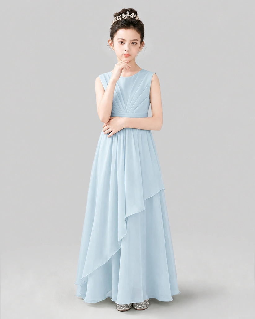 Baby Blue Chiffon A-line Junior Bridesmaid Dress Front View