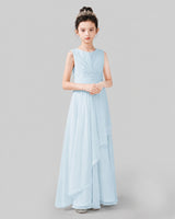 Baby Blue Chiffon A-line Junior Bridesmaid Dress Side View