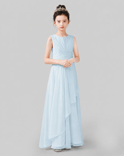 Baby Blue Chiffon A-line Junior Bridesmaid Dress Side View