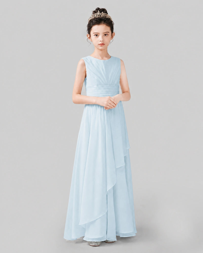 Baby Blue Chiffon A-line Junior Bridesmaid Dress Side View