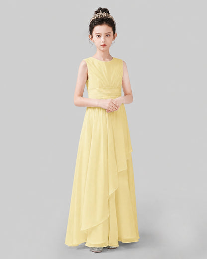 Daffodil Chiffon A-line Junior Bridesmaid Dress Side View