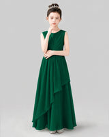 Dark Green Chiffon A-line Junior Bridesmaid Dress Front View