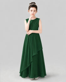 Light Blue Chiffon Ruffled Junior Bridesmaid Dress Front View.