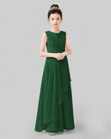 Emerald Green Chiffon A-line Junior Bridesmaid Dress Side View