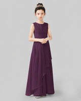 Grape Chiffon A-line Junior Bridesmaid Dress Side View
