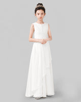 Ivory Chiffon A-line Junior Bridesmaid Dress Side View