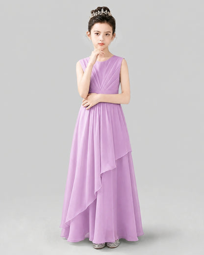 Lilac Chiffon A-line Junior Bridesmaid Dress Front View
