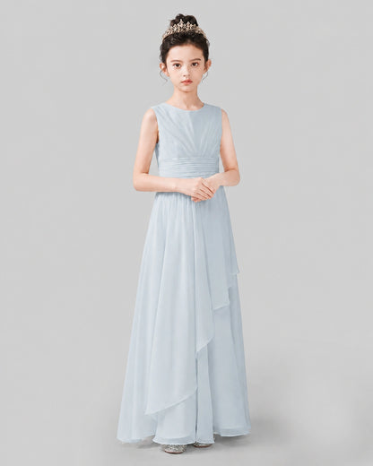 Mist Chiffon A-line Junior Bridesmaid Dress Side View