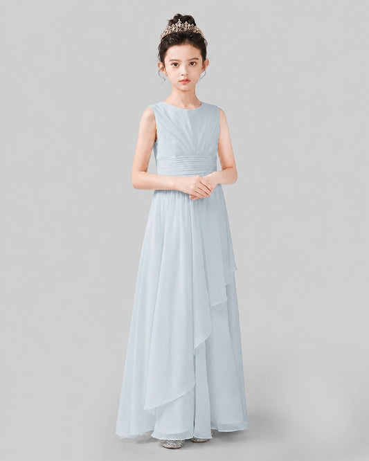 Mist Chiffon A-line Junior Bridesmaid Dress Side View