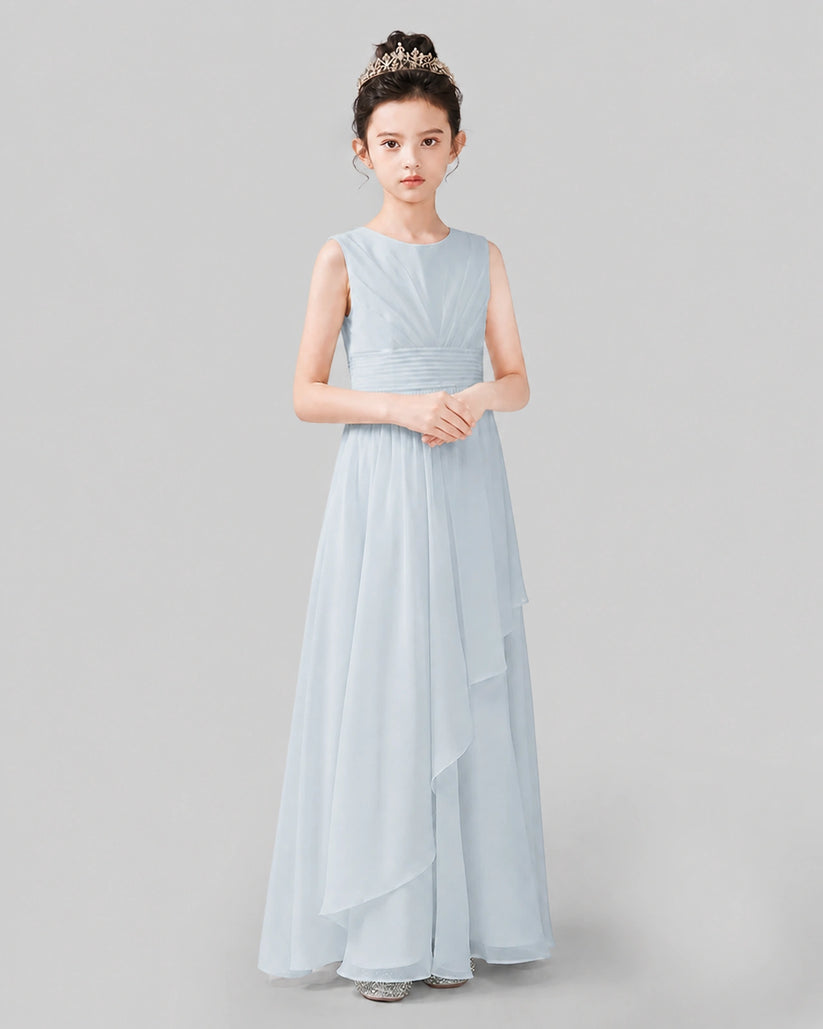 Mist Chiffon A-line Junior Bridesmaid Dress Side View