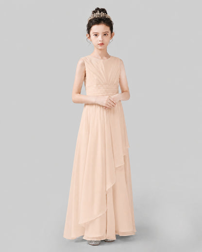 Peach Chiffon A-line Junior Bridesmaid Dress Side View