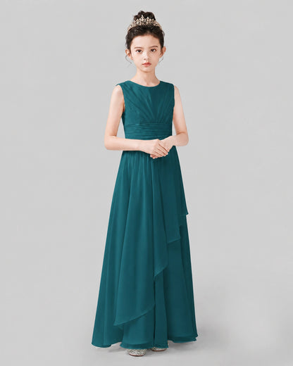 Peacock Chiffon A-line Junior Bridesmaid Dress Side View