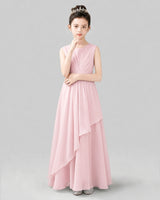 Pink Chiffon A-line Junior Bridesmaid Dress Front View