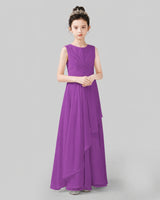 Purple Chiffon A-line Junior Bridesmaid Dress Side View
