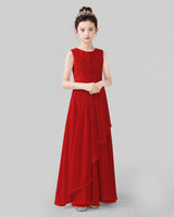 Red Chiffon A-line Junior Bridesmaid Dress Side View
