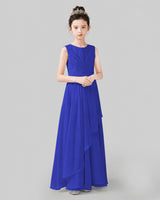 Royal Blue Chiffon A-line Junior Bridesmaid Dress Side View