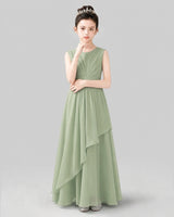 Sage Green Chiffon A-line Junior Bridesmaid Dress Front View