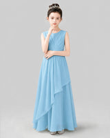 Sky Blue Chiffon A-line Junior Bridesmaid Dress Front View