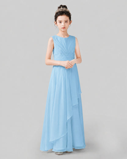 Sky Blue Chiffon A-line Junior Bridesmaid Dress Side View