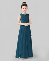 Teal Chiffon A-line Junior Bridesmaid Dress Side View