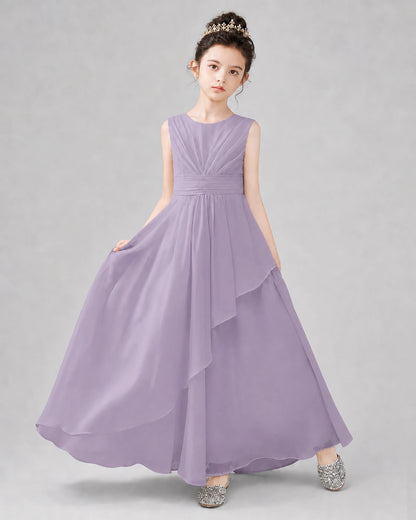 Wisteria Chiffon A-line Junior Bridesmaid Dress Front View