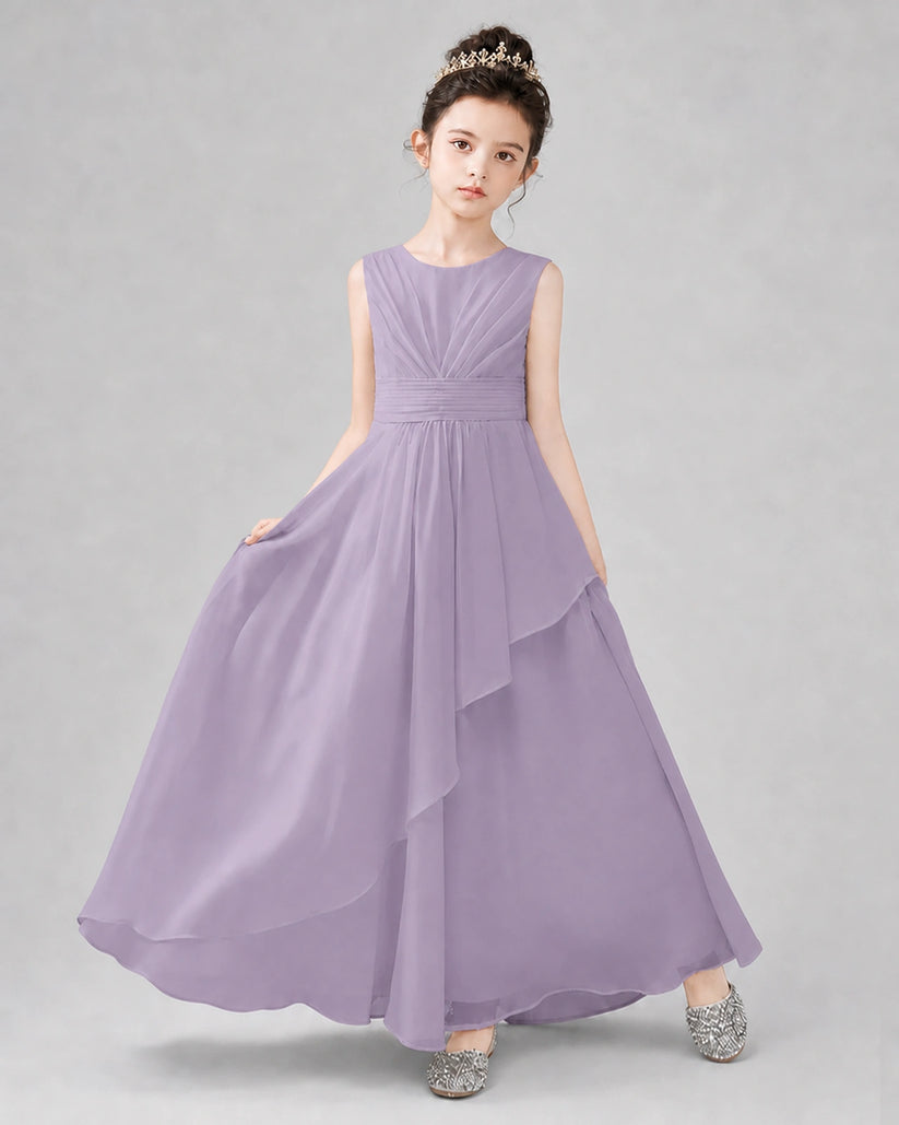 Wisteria Chiffon A-line Junior Bridesmaid Dress Front View